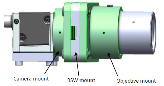 帶有攝像頭、BSW-20 和物鏡的組件 CAD 模型